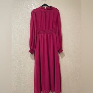 Elegant Burgundy Long Sleeve Dress